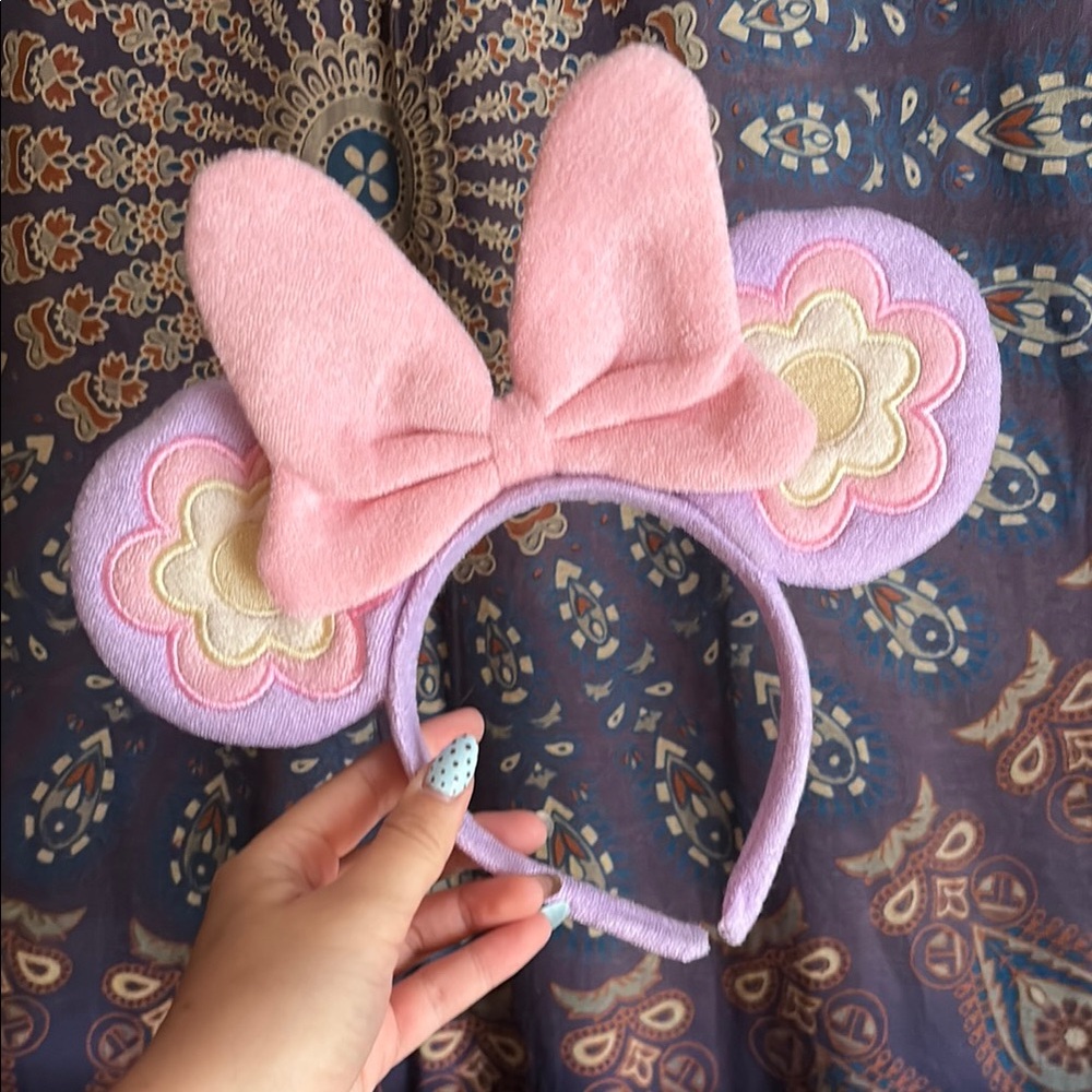 Pink and Purple Floral Mouse Ears Headband
